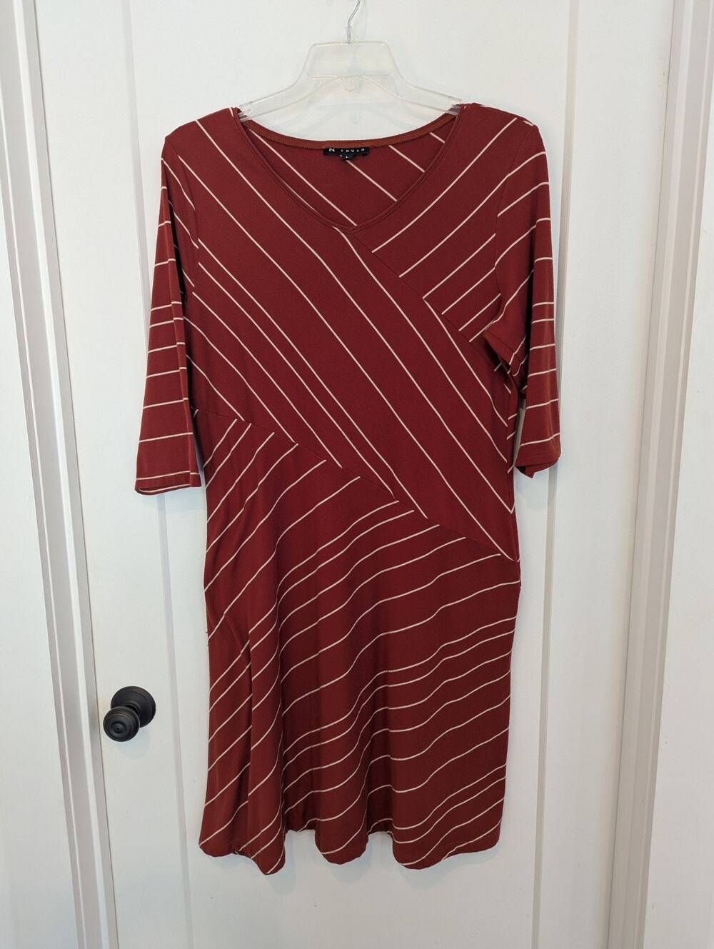 N Touch Ladies Large Burnt Orange Dress Knit Pullover Knee Length Casual Preppy